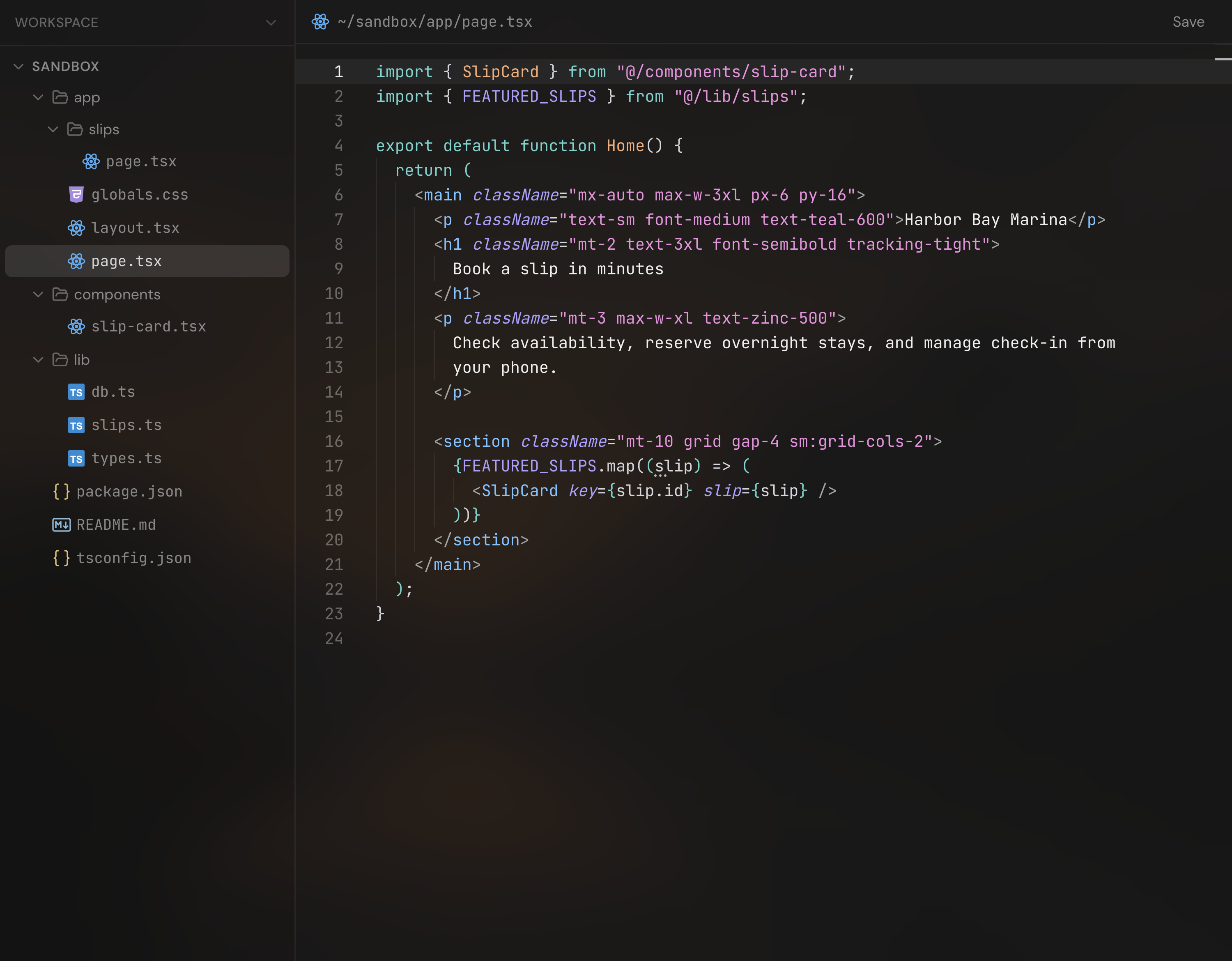 ForgeVPS file tree and code editor, using demo data
